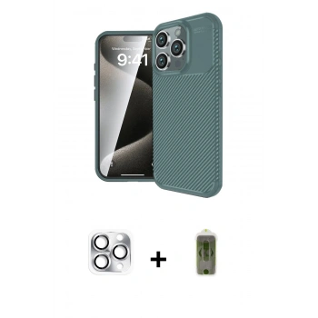 MARSİLYAN™- iPhone 16 Pro Max Kılıf Eksen Form Prime - Siyah Joko Magic 5D Hayalet Cam + Pers Alüminyum Kamera Lens - GS