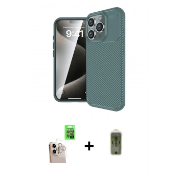 MARSİLYAN™- iPhone 16 Pro Max Kılıf Eksen Form Prime - Siyah Joko Magic 5D Hayalet Cam + Raze Metal Kamera Lens - NLGY