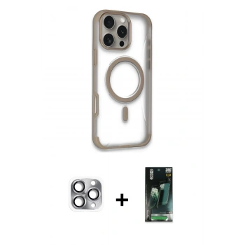 MARSİLYAN™- iPhone 16 Pro Max Kılıf Eksen Klasik Koleksiyonu - Siyah 360 Mat Full Body Arka Koruyucu + Pers Alüminyum Kamera Lens - GI