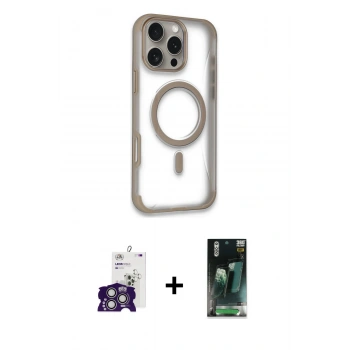 MARSİLYAN™- iPhone 16 Pro Max Kılıf Eksen Klasik Koleksiyonu - Siyah 360 Mat Full Body Arka Koruyucu + Bilvis Titan Kamera Lens - GS