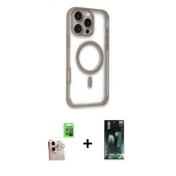 MARSİLYAN™- iPhone 16 Pro Max Kılıf Eksen Klasik Koleksiyonu - Siyah 360 Mat Full Body Arka Koruyucu + Raze Metal Kamera Lens - NLGY