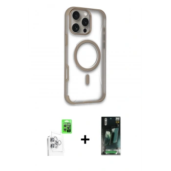 MARSİLYAN™- iPhone 16 Pro Max Kılıf Eksen Klasik Koleksiyonu - Siyah 360 Mat Full Body Arka Koruyucu + Raze Metal Kamera Lens - BZ
