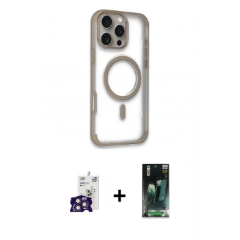 MARSİLYAN™- iPhone 16 Pro Max Kılıf Eksen Klasik Koleksiyonu - Siyah 360 Mat Full Body Arka Koruyucu + Bilvis Titan Kamera Lens - TMGI