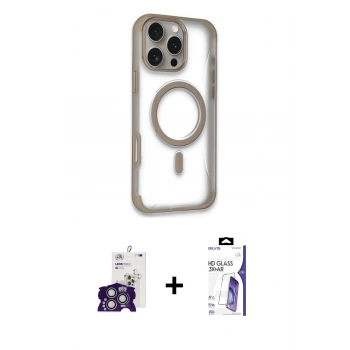 MARSİLYAN™- iPhone 16 Pro Max Kılıf Eksen Klasik Koleksiyonu - Siyah Bilvis 3X AR HD Cam Ekran Koruyucu + Bilvis Titan Kamera Lens - GS