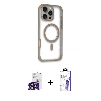 MARSİLYAN™- iPhone 16 Pro Max Kılıf Eksen Klasik Koleksiyonu - Siyah Bilvis 3X AR HD Cam Ekran Koruyucu + Bilvis Titan Kamera Lens - SH