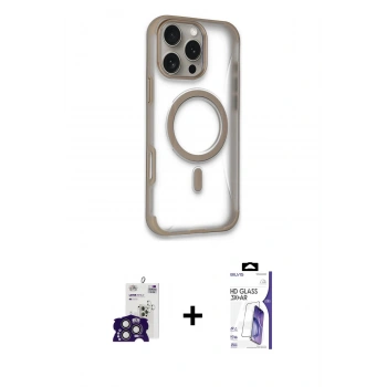 MARSİLYAN™- iPhone 16 Pro Max Kılıf Eksen Klasik Koleksiyonu - Siyah Bilvis 3X AR HD Cam Ekran Koruyucu + Bilvis Titan Kamera Lens - TMGI
