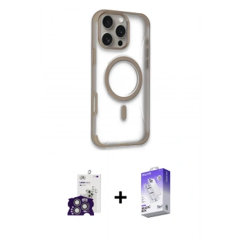 MARSİLYAN™- iPhone 16 Pro Max Kılıf Eksen Klasik Koleksiyonu - Siyah Bilvis 5in1 3D Magic Cam Ekran Koruyucu + Bilvis Titan Kamera Lens - GS