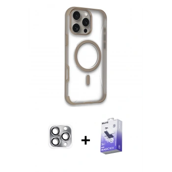 MARSİLYAN™- iPhone 16 Pro Max Kılıf Eksen Klasik Koleksiyonu - Siyah Bilvis 5in1 5D Magic Hayalet Cam Ekran Koruyucu + Pers Alüminyum Kamera Lens - GI