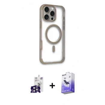 MARSİLYAN™- iPhone 16 Pro Max Kılıf Eksen Klasik Koleksiyonu - Siyah Bilvis 5in1 5D Magic Hayalet Cam Ekran Koruyucu + Bilvis Titan Kamera Lens - TMGI