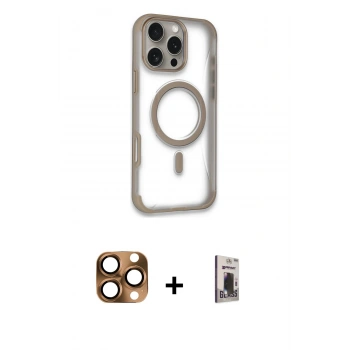MARSİLYAN™- iPhone 16 Pro Max Kılıf Eksen Klasik Koleksiyonu - Siyah Bilvis Hayalet Cam Ekran Koruyucu + Pers Alüminyum Kamera Lens - CLTM