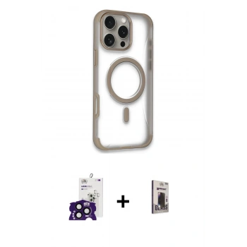 MARSİLYAN™- iPhone 16 Pro Max Kılıf Eksen Klasik Koleksiyonu - Siyah Bilvis Hayalet Cam Ekran Koruyucu + Bilvis Titan Kamera Lens - SH