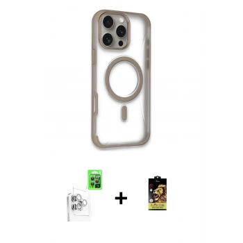 MARSİLYAN™- iPhone 16 Pro Max Kılıf Eksen Klasik Koleksiyonu - Siyah Buffer Cam Ekran Koruyucu + Raze Metal Kamera Lens - BZ