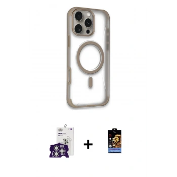 MARSİLYAN™- iPhone 16 Pro Max Kılıf Eksen Klasik Koleksiyonu - Siyah Buffer Hayalet Cam Ekran Koruyucu + Bilvis Titan Kamera Lens - GS