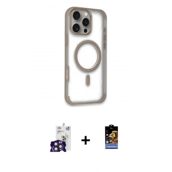 MARSİLYAN™- iPhone 16 Pro Max Kılıf Eksen Klasik Koleksiyonu - Siyah Buffer Hayalet Cam Ekran Koruyucu + Bilvis Titan Kamera Lens - TMGI