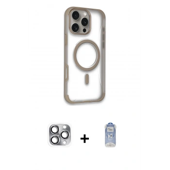 MARSİLYAN™- iPhone 16 Pro Max Kılıf Eksen Klasik Koleksiyonu - Siyah Joko Magic 5D Cam + Pers Alüminyum Kamera Lens - GI