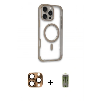 MARSİLYAN™- iPhone 16 Pro Max Kılıf Eksen Klasik Koleksiyonu - Siyah Joko Magic 5D Hayalet Cam + Pers Alüminyum Kamera Lens - CLTM