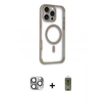 MARSİLYAN™- iPhone 16 Pro Max Kılıf Eksen Klasik Koleksiyonu - Siyah Joko Magic 5D Hayalet Cam + Pers Alüminyum Kamera Lens - GI