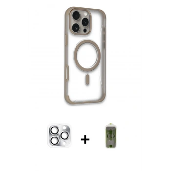 MARSİLYAN™- iPhone 16 Pro Max Kılıf Eksen Klasik Koleksiyonu - Siyah Joko Magic 5D Hayalet Cam + Pers Alüminyum Kamera Lens - GS
