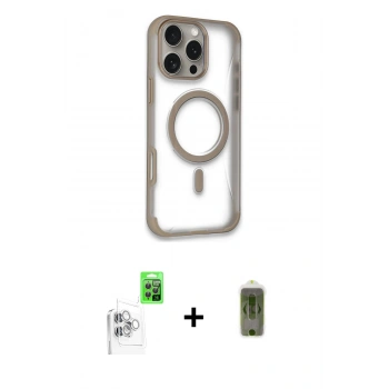 MARSİLYAN™- iPhone 16 Pro Max Kılıf Eksen Klasik Koleksiyonu - Siyah Joko Magic 5D Hayalet Cam + Raze Metal Kamera Lens - BZ