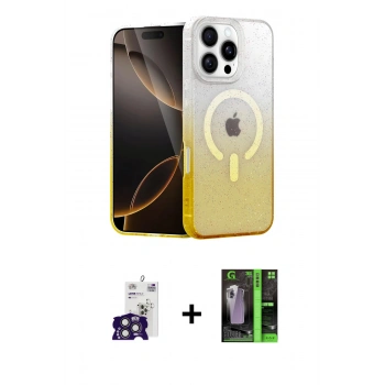 MARSİLYAN™- iPhone 16 Pro Max Kılıf Eksen Minimal Özel Seri - Şeffaf 360 Full Body Arka Koruyucu + Bilvis Titan Kamera Lens - TMGI