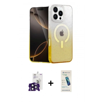MARSİLYAN™- iPhone 16 Pro Max Kılıf Eksen Minimal Özel Seri - Şeffaf Pasifik Cam Ekran Koruyucu + Bilvis Titan Kamera Lens - SH