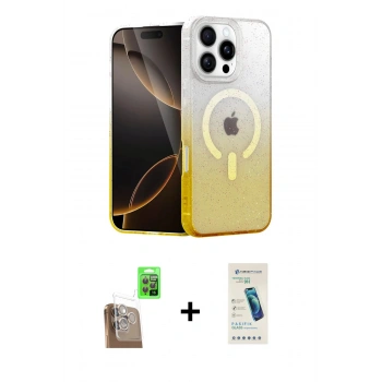 MARSİLYAN™- iPhone 16 Pro Max Kılıf Eksen Minimal Özel Seri - Şeffaf Pasifik Cam Ekran Koruyucu + Raze Metal Kamera Lens - CLTM