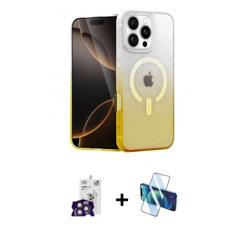 MARSİLYAN™- iPhone 16 Pro Max Kılıf Eksen Minimal Özel Seri - Siyah 3D Antistatik Cam Ekran Koruyucu + Bilvis Titan Kamera Lens - TMGI