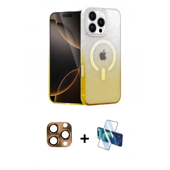MARSİLYAN™- iPhone 16 Pro Max Kılıf Eksen Minimal Özel Seri - Siyah 3D Antistatik Cam Ekran Koruyucu + Pers Alüminyum Kamera Lens - CLTM