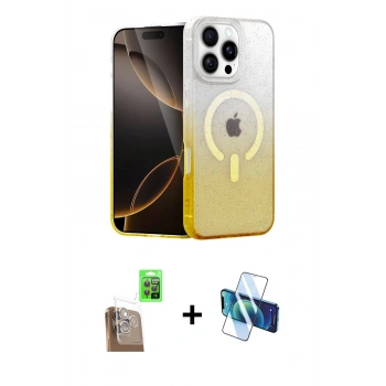MARSİLYAN™- iPhone 16 Pro Max Kılıf Eksen Minimal Özel Seri - Siyah 3D Antistatik Cam Ekran Koruyucu + Raze Metal Kamera Lens - CLTM