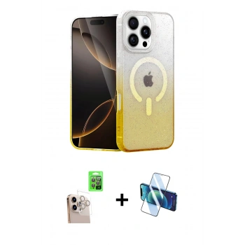 MARSİLYAN™- iPhone 16 Pro Max Kılıf Eksen Minimal Özel Seri - Siyah 3D Antistatik Cam Ekran Koruyucu + Raze Metal Kamera Lens - NLGY