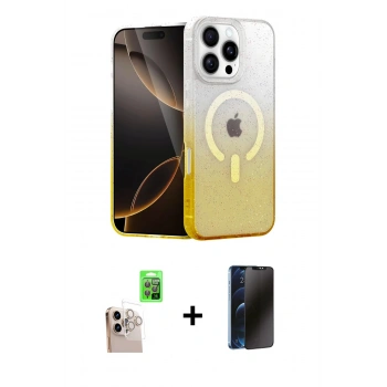 MARSİLYAN™- iPhone 16 Pro Max Kılıf Eksen Minimal Özel Seri - Siyah 3D Antistatik Hayalet Cam Ekran Koruyucu + Raze Metal Kamera Lens - NLGY
