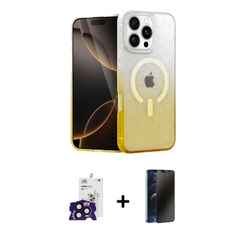 MARSİLYAN™- iPhone 16 Pro Max Kılıf Eksen Minimal Özel Seri - Siyah 3D Antistatik Hayalet Cam Ekran Koruyucu + Bilvis Titan Kamera Lens - SH