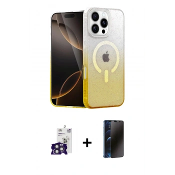 MARSİLYAN™- iPhone 16 Pro Max Kılıf Eksen Minimal Özel Seri - Siyah 3D Antistatik Hayalet Cam Ekran Koruyucu + Bilvis Titan Kamera Lens - TMGI