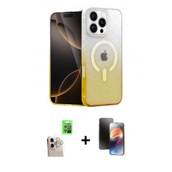 MARSİLYAN™- iPhone 16 Pro Max Kılıf Eksen Minimal Özel Seri - Siyah 3D Antistatik Mat Seramik Nano Ekran Koruyucu + Raze Metal Kamera Lens - NLGY