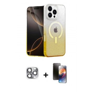 MARSİLYAN™- iPhone 16 Pro Max Kılıf Eksen Minimal Özel Seri - Siyah 3D Antistatik Mat Seramik Nano Ekran Koruyucu + Pers Alüminyum Kamera Lens - GI