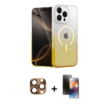 MARSİLYAN™- iPhone 16 Pro Max Kılıf Eksen Minimal Özel Seri - Siyah 3D Antistatik Mat Seramik Nano Ekran Koruyucu + Pers Alüminyum Kamera Lens - CLTM
