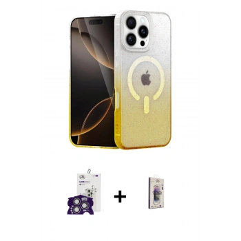 MARSİLYAN™- iPhone 16 Pro Max Kılıf Eksen Minimal Özel Seri - Siyah Bilvis 3D Cam Ekran Koruyucu + Bilvis Titan Kamera Lens - GS