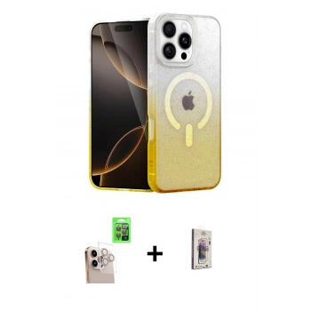 MARSİLYAN™- iPhone 16 Pro Max Kılıf Eksen Minimal Özel Seri - Siyah Bilvis 3D Cam Ekran Koruyucu + Raze Metal Kamera Lens - NLGY