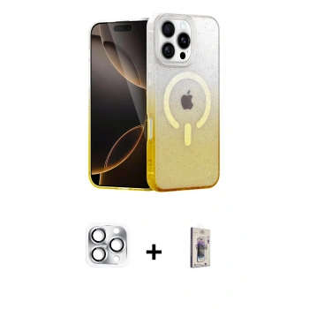 MARSİLYAN™- iPhone 16 Pro Max Kılıf Eksen Minimal Özel Seri - Siyah Bilvis 3D Cam Ekran Koruyucu + Pers Alüminyum Kamera Lens - GS