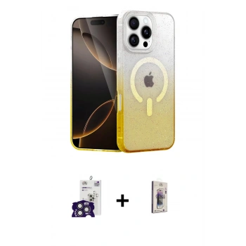 MARSİLYAN™- iPhone 16 Pro Max Kılıf Eksen Minimal Özel Seri - Siyah Bilvis 3D Cam Ekran Koruyucu + Bilvis Titan Kamera Lens - TMGI