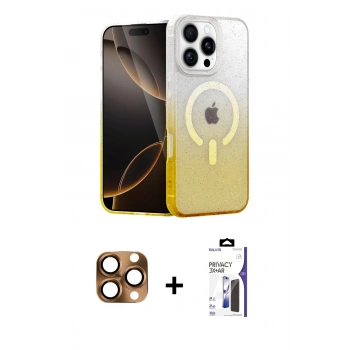 MARSİLYAN™- iPhone 16 Pro Max Kılıf Eksen Minimal Özel Seri - Siyah Bilvis 3X AR Hayalet Cam Ekran Koruyucu + Pers Alüminyum Kamera Lens - CLTM