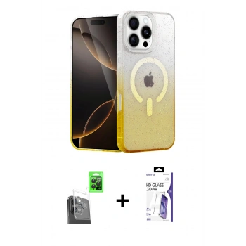 MARSİLYAN™- iPhone 16 Pro Max Kılıf Eksen Minimal Özel Seri - Siyah Bilvis 3X AR HD Cam Ekran Koruyucu + Raze Metal Kamera Lens - SH