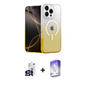MARSİLYAN™- iPhone 16 Pro Max Kılıf Eksen Minimal Özel Seri - Siyah Bilvis 5in1 3D Magic Cam Ekran Koruyucu + Bilvis Titan Kamera Lens - TMGI