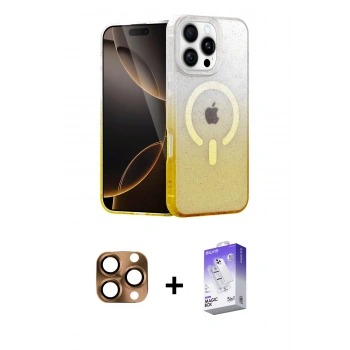MARSİLYAN™- iPhone 16 Pro Max Kılıf Eksen Minimal Özel Seri - Siyah Bilvis 5in1 3D Magic Cam Ekran Koruyucu + Pers Alüminyum Kamera Lens - CLTM