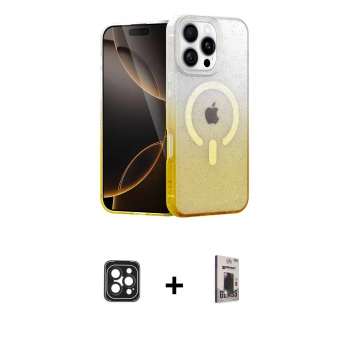MARSİLYAN™- iPhone 16 Pro Max Kılıf Eksen Minimal Özel Seri - Siyah Bilvis Hayalet Cam Ekran Koruyucu + PVD Metal Kamera Lens - SH