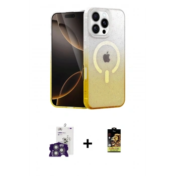 MARSİLYAN™- iPhone 16 Pro Max Kılıf Eksen Minimal Özel Seri - Siyah Buffer Cam Ekran Koruyucu + Bilvis Titan Kamera Lens - GS