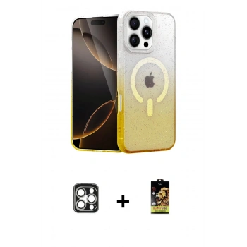 MARSİLYAN™- iPhone 16 Pro Max Kılıf Eksen Minimal Özel Seri - Siyah Buffer Cam Ekran Koruyucu + PVD Metal Kamera Lens - GS
