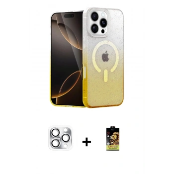 MARSİLYAN™- iPhone 16 Pro Max Kılıf Eksen Minimal Özel Seri - Siyah Buffer Cam Ekran Koruyucu + Pers Alüminyum Kamera Lens - GS