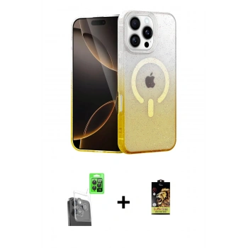MARSİLYAN™- iPhone 16 Pro Max Kılıf Eksen Minimal Özel Seri - Siyah Buffer Cam Ekran Koruyucu + Raze Metal Kamera Lens - SH