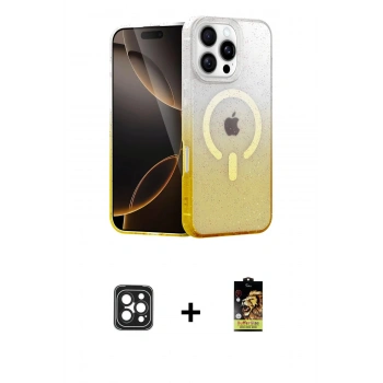 MARSİLYAN™- iPhone 16 Pro Max Kılıf Eksen Minimal Özel Seri - Siyah Buffer Cam Ekran Koruyucu + PVD Metal Kamera Lens - SH